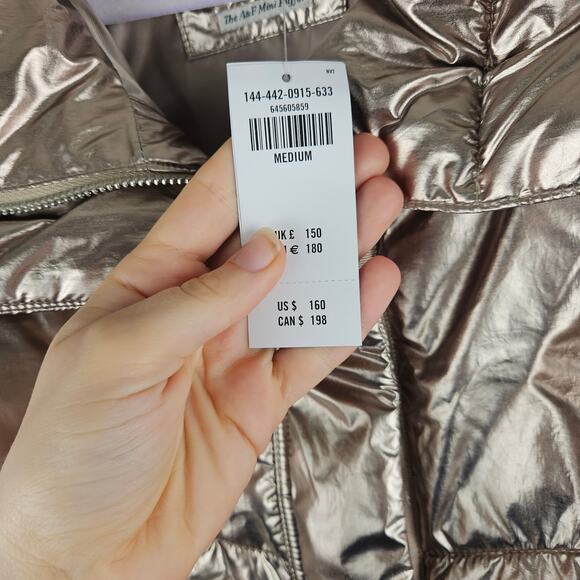 Abercrombie & Fitch AF Metallic Mini Puffer Jacket Size Medium - Picture 4 of 9